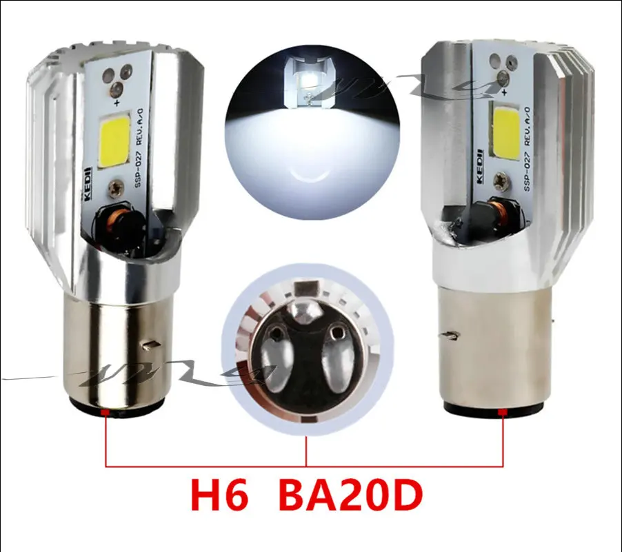 H6 светодиодные лампы для мотоциклетных фар COB Led 6 80 в 800 лм BA20D H/L лампа скутера ATV