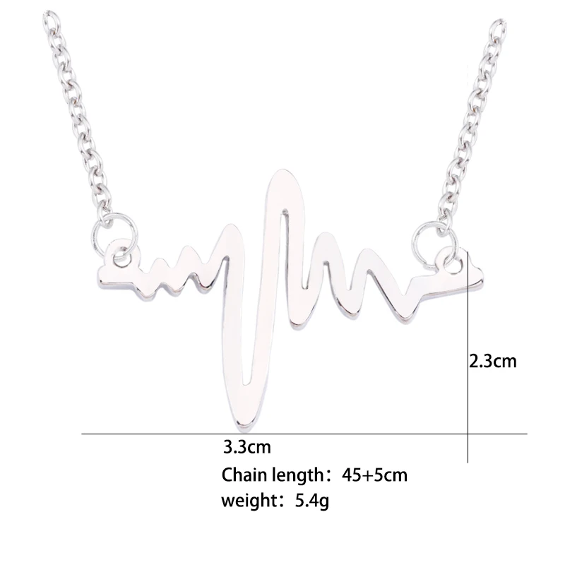 

Simple wave heart necklace chic ECG pulse charm female retro high jewelry accessories Dropshipping Multi-color optional