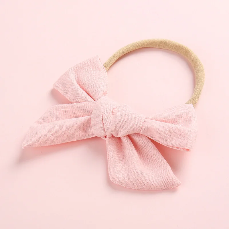 Big Bow Baby Headband 1PC Cotton linen bowknot headband Kids Head Accessories Solid Hairband Blue Pink Red White | Мать и ребенок
