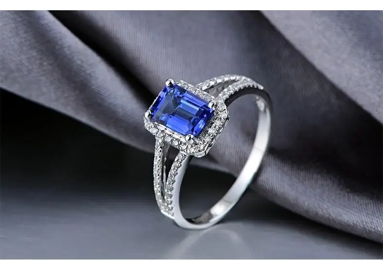 0.7 carat 925 sterling silver diamant ring sapphire tanzanite wedding engagement jewelry US size from 4.5 to 9 (LA) | Украшения и
