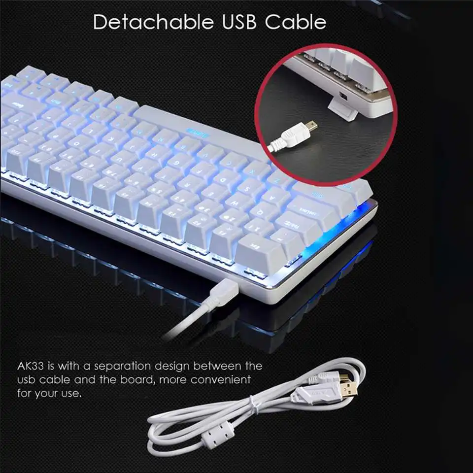AJazz AK33 82 клавиши RGB с подсветкой Съемная USB Проводная Механическая игровая клавиатура черный переключатель Синий переключатель