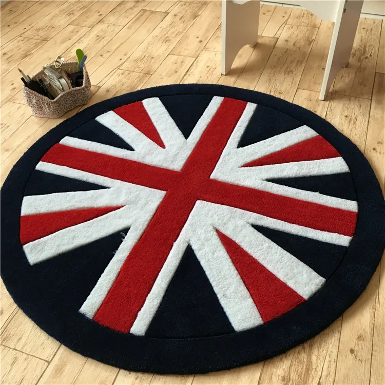 

The acrylic living room coffee table European round carpet personality tide bedroom rug Jack Flag cartoon The union flag