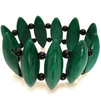 8 inches 15x45 mm elastic green natural malachite beaded bracelet