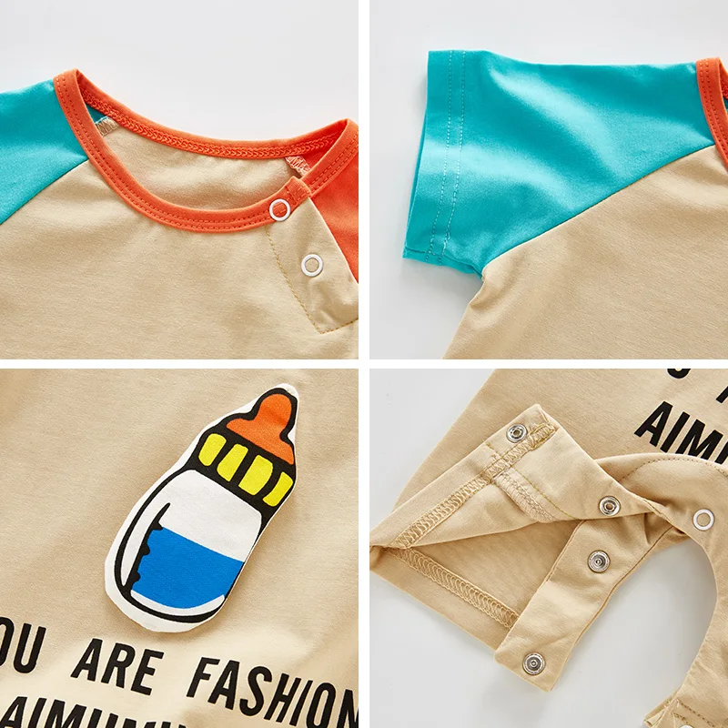 Летние ползунки для малыша Одежда новорожденных тонкий комбинезон с короткими