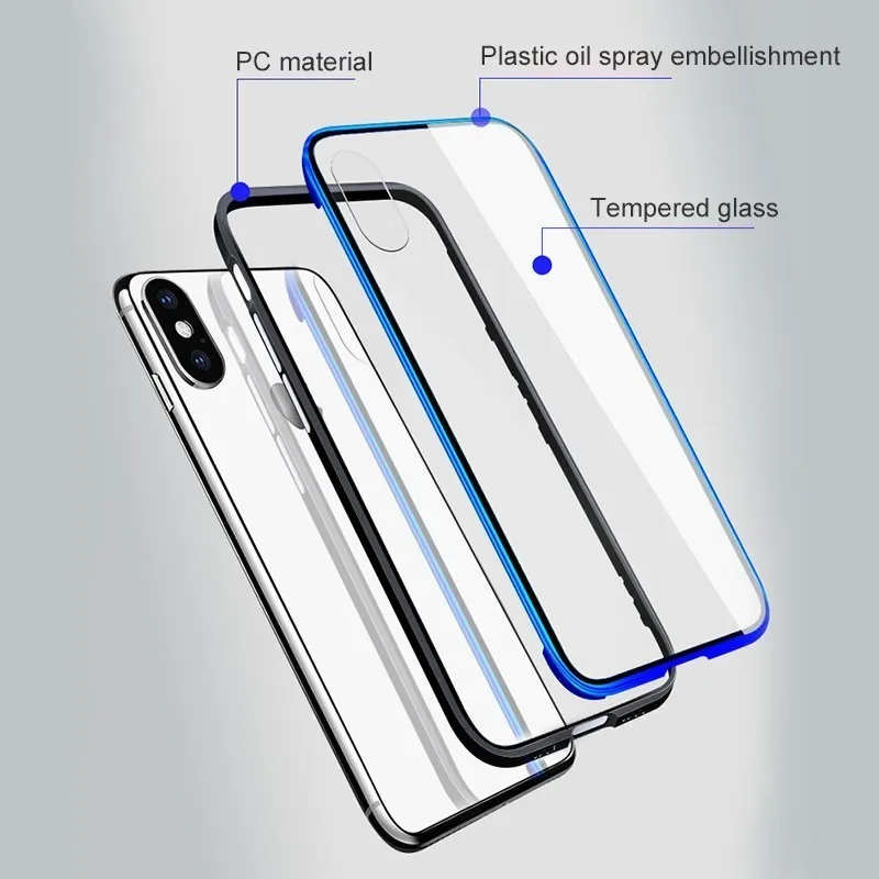 Чехол из закаленного стекла для телефона IPhone XS Max XR 7/8 Plus Цветной глянцевый чехол с