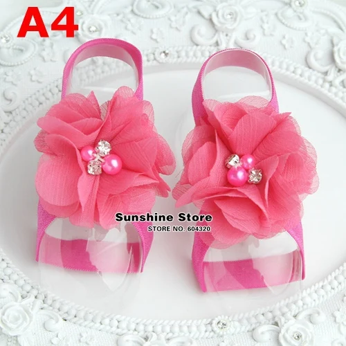 2015 Girls lace flowers baby shoes Rhinestone/pearl calcados infantis infant cute Boutique Barefoot Shoes #2X0209 10 pair/lot |