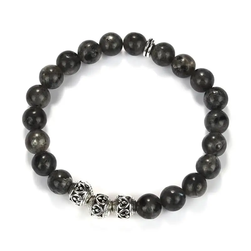 4 Shimmer Stone Jiayiqi, очаровательный натуральный камень, бусины, мужские браслеты, серебряные амулеты, много цветов, женский браслет из бисера, модное ювелирное изделие, подарки 18,5 см - Окраска металла: 4 Shimmer Stone