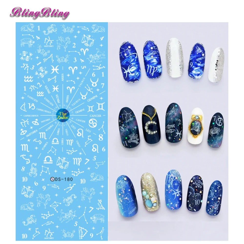Blingbling 2 шт. Мрамор ногтей Вода Переводные картинки Трансфер наклейки Harajuku черный