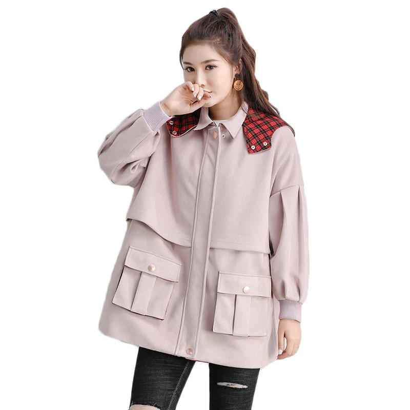 Большой размер зимняя куртка пальто 2018 осенняя Новая розовая замшевая с