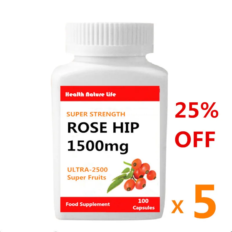 5 bottles Экстракт шиповника капсулы-1500 мг-противовоспалительный антиоксидант 100 вегетарианские капсулы - Цвет: 5 bottles