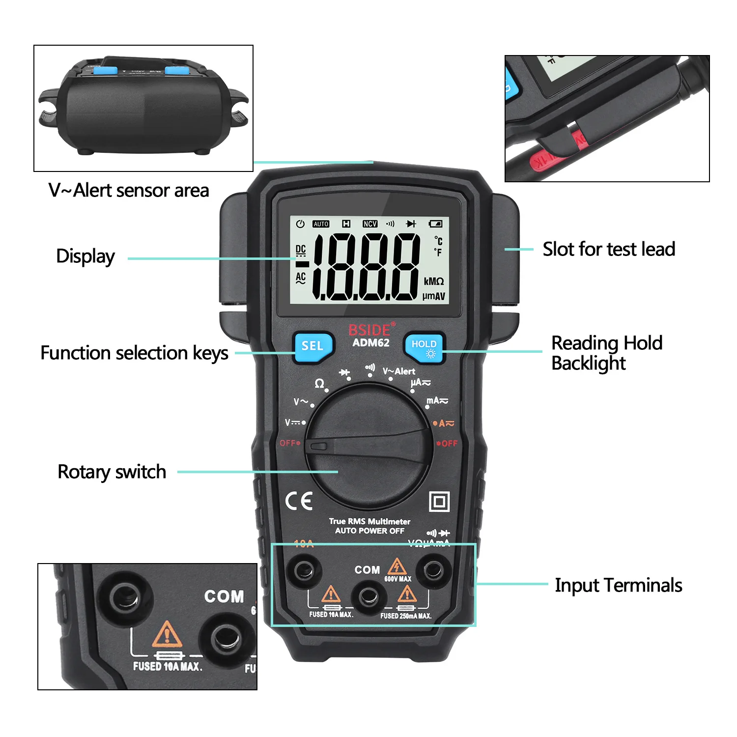 ADM62/66 Auto Range True RMS Digital Multimeter DC/AC Ammeter Car Voltmeter Voltage Indicator Better than mastech MS8239C | Инструменты