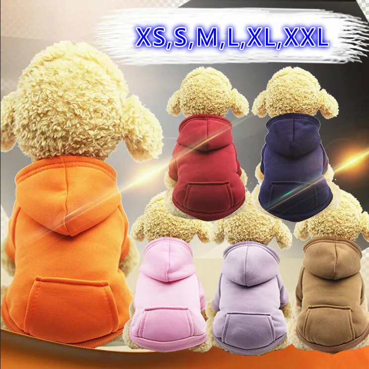 

New Puppy Pet Dog Small Cat Clothes Hoodie Winter Warm Sweater Coat Jumpsuit Costume Apparel 6 Color Choose XS,S,M,L,XL,XXL