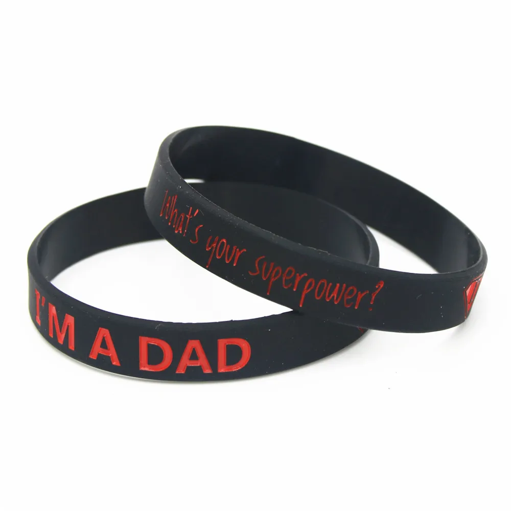 Dad 1 шт., лидер продаж, модный силиконовый браслет I AM A DAD/MOM, черные силиконовые резиновые браслеты и браслеты, семейный подарок, ювелирные изделия SH116 - Окраска металла: Dad