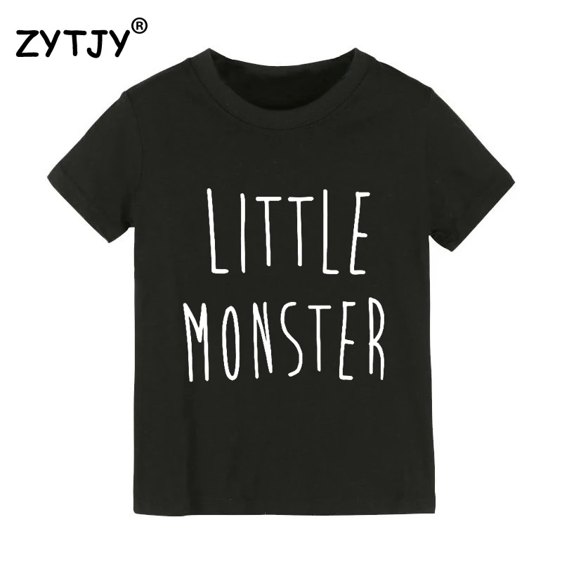Детская футболка с надписью «little monster» футболка для мальчиков и девочек, одежда для малышей Забавные футболки Tumblr, Прямая поставка Y-129
