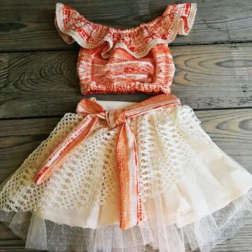 Летняя одежда для маленьких девочек футболка + кружевная юбка комплект одежды из