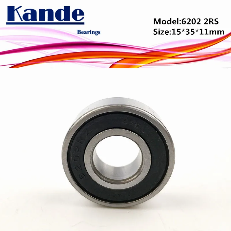 Kande 6202RS 4 шт. ABEC-5 6202 2RS Однорядный глубокий шаровой подшипник 15x35x11 мм 6202RZ подходит для сельскохозяйственных машин
