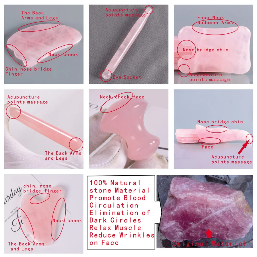 Массажная палочка для глаз массажер лица из розового кварца с кристаллами ухода