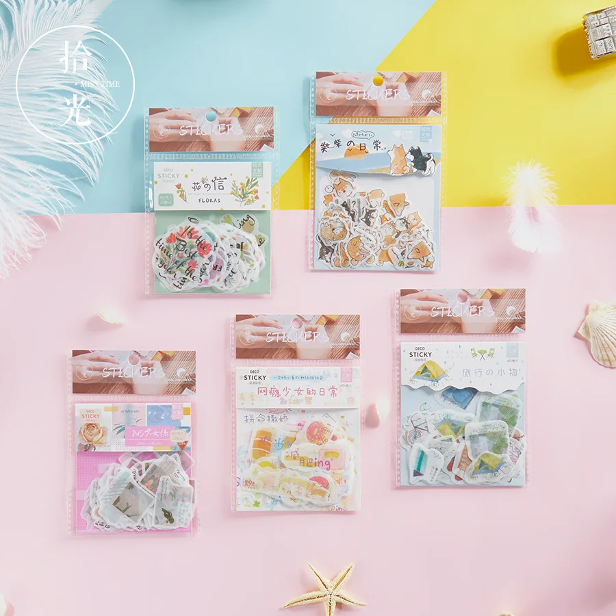 Творческий Шиба путешествия цветы INS Декоративные Канцелярские наклейки