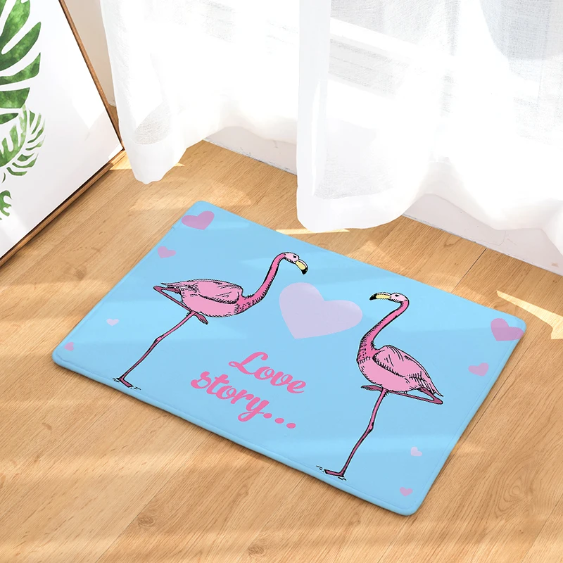 Nordic INS style printed door mat Flamingo cartoon carpet plant bedroom bed covered with blanket | Дом и сад