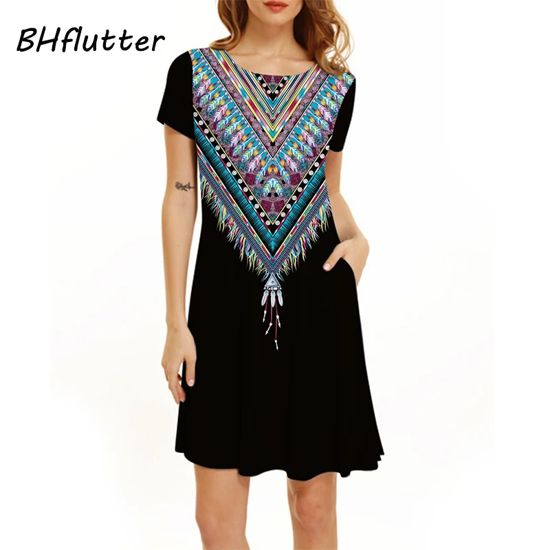 Женское платье BHflutter новинка 2019 летнее с коротким рукавом и цветочным принтом