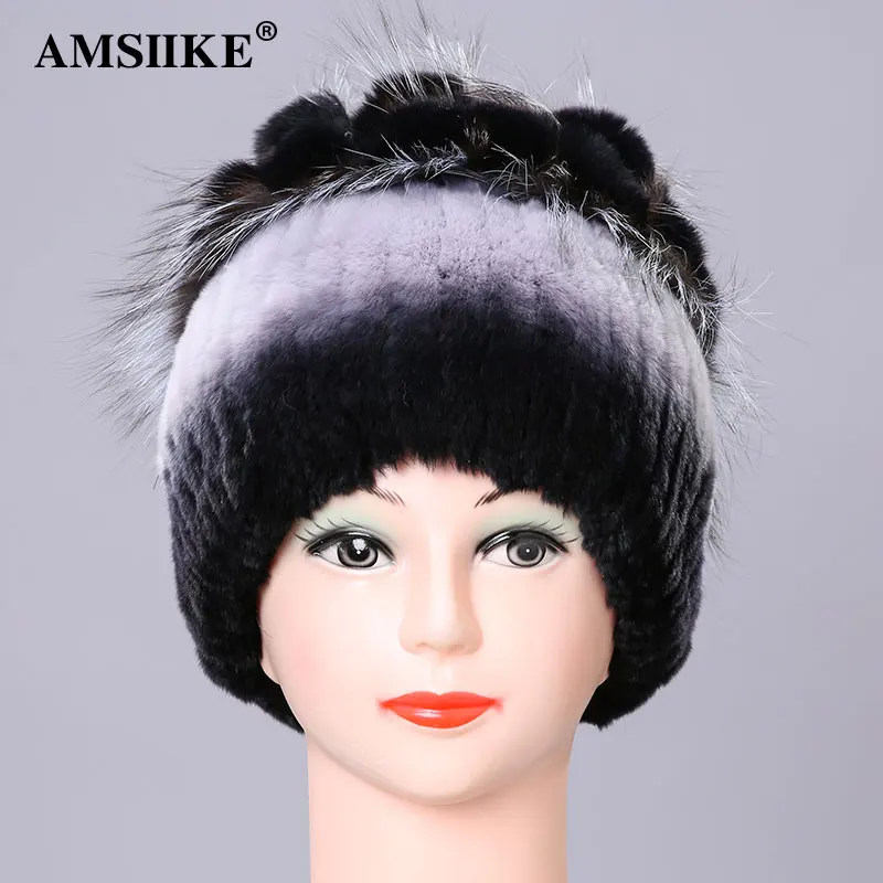 AMSIIKE 2017 Меховая шапка из Бобра с Бубоном Чернобурки TM2135 | Аксессуары для одежды