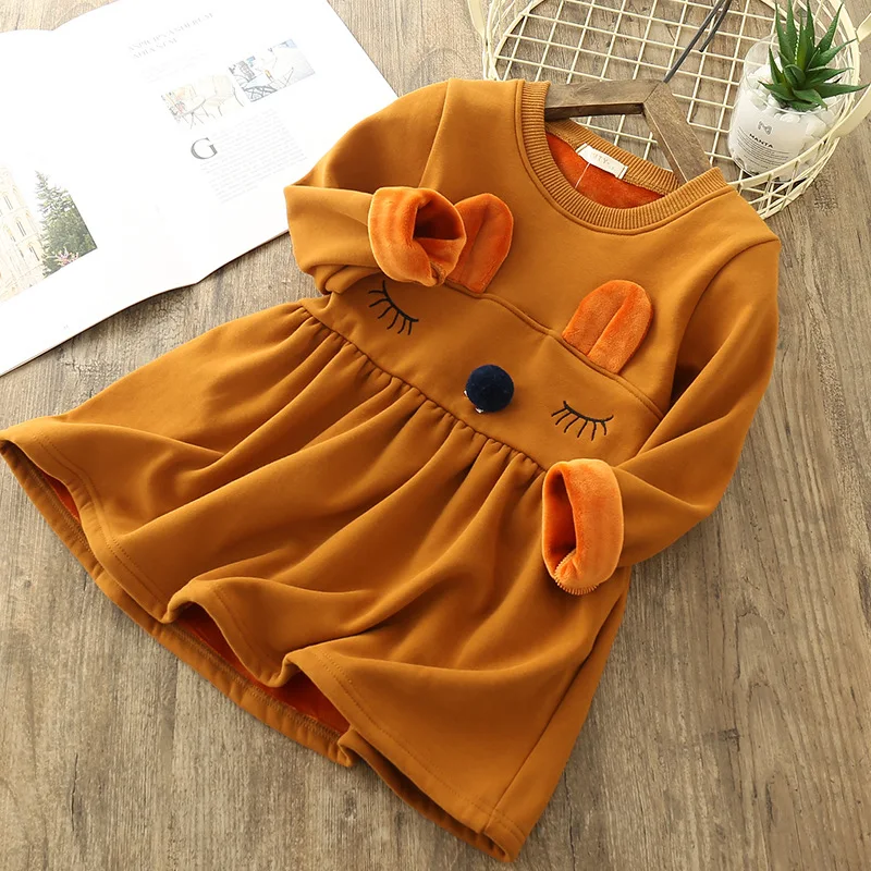 Chaffare платье для девочки зима толстые Детское бархат Vestido Повседневные платья