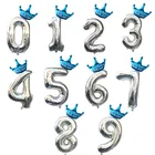 Воздушные цифры в виде короны золотого и серебряного цвета, воздушный шарик с цифрами, надувные вечерние украшения на день рождения, детский душ, 32 дюйма
