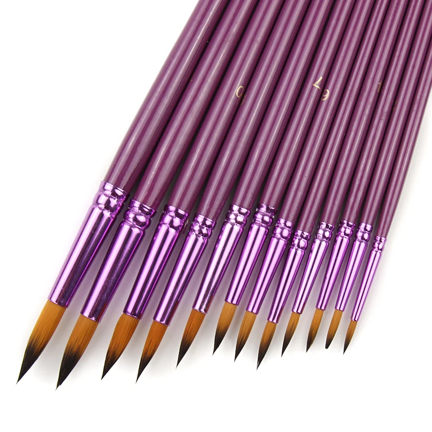 Набор кистей из нейлона для рисования акварелью 12 шт./лот|paint brush set|hair paint brushpaint |