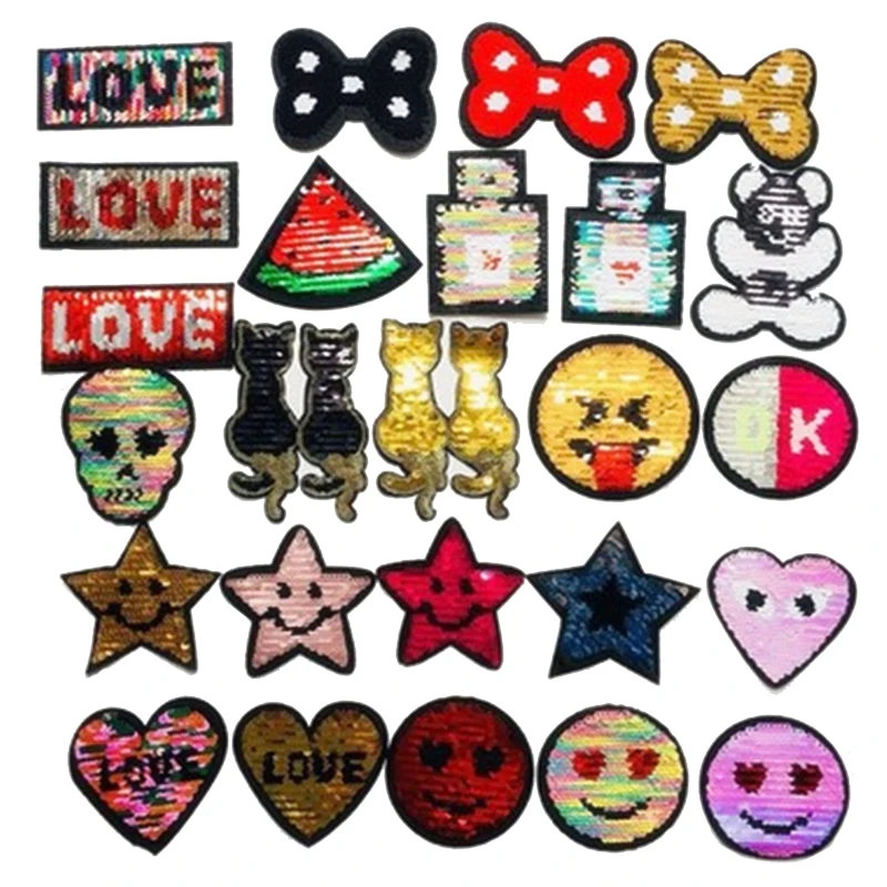 Новинка детская одежда двусторонняя меняющая цвет расшитая блестками нашивка