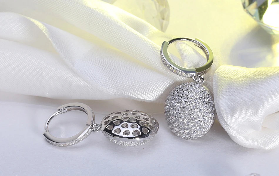 ORSA JEWELS Стерлинговое Серебро 925 серьги круглой формы с зубцами вымощенные AAA CZ блестящие выдолбленные сзади висячие серьги SE42