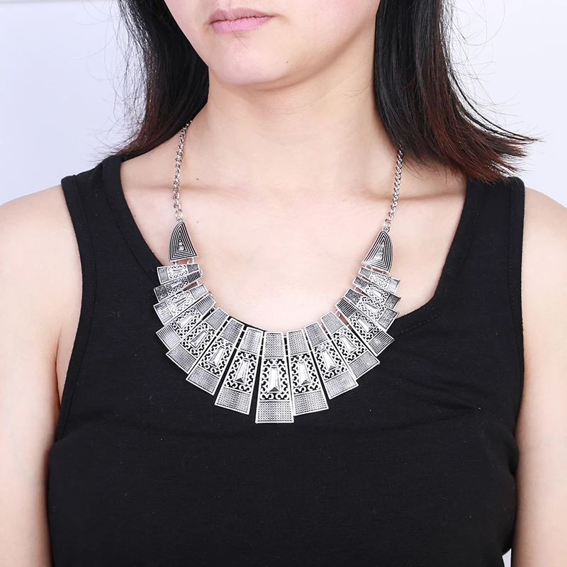Ожерелье женское модное металлическое серебряное|fashion statement necklace|statement necklacefashion
