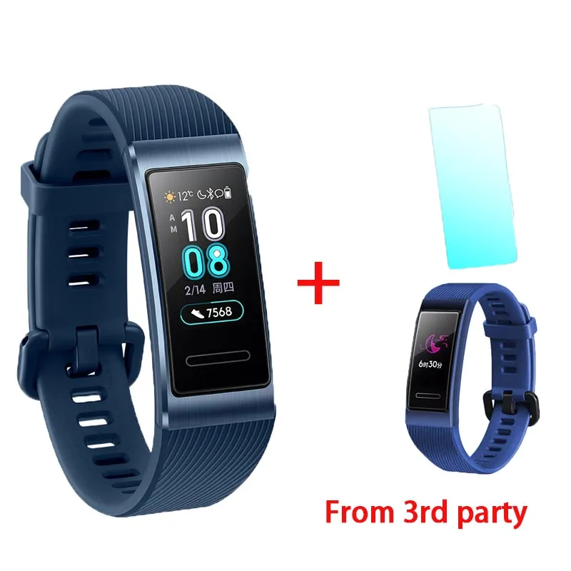 blue add blue film huawei Band 3 Pro gps смарт-браслет металлический Amoled 0,95 'Полноцветный Сенсорный экран Датчик сердечного ритма датчик сна Браслет - Цвет: blue add blue film