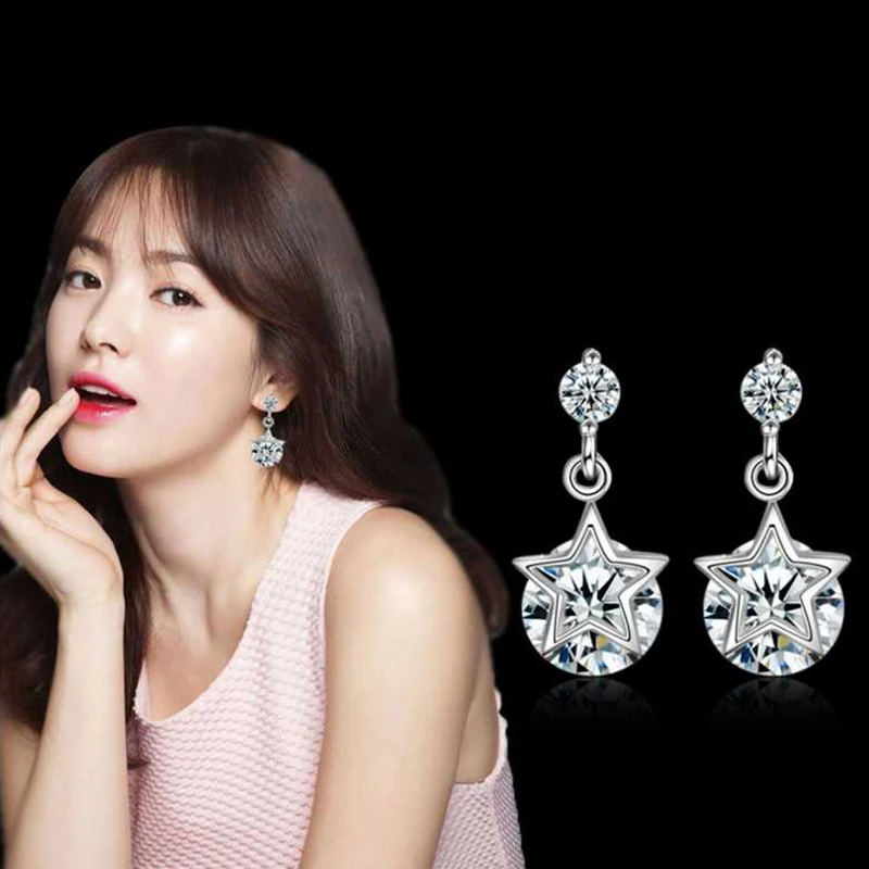 Новый стиль 925 Серебряные серьги звезда Стиль Маркиза Cut ААА Австрийский ясно