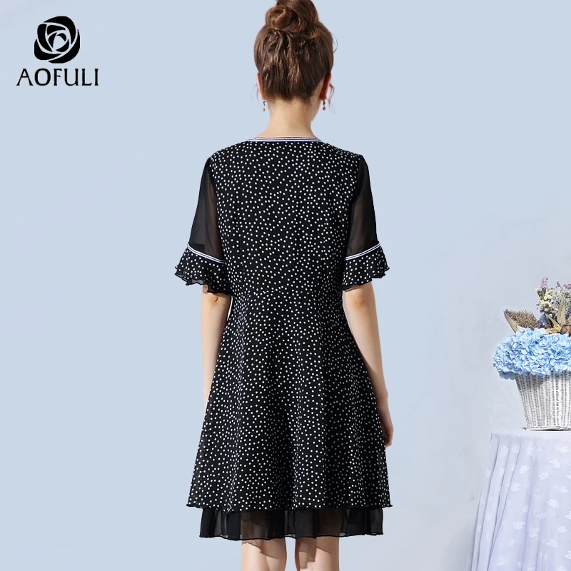 Винтажное платье с принтом в горошек большие размеры L ~ 3XL 4XL женские прозрачные