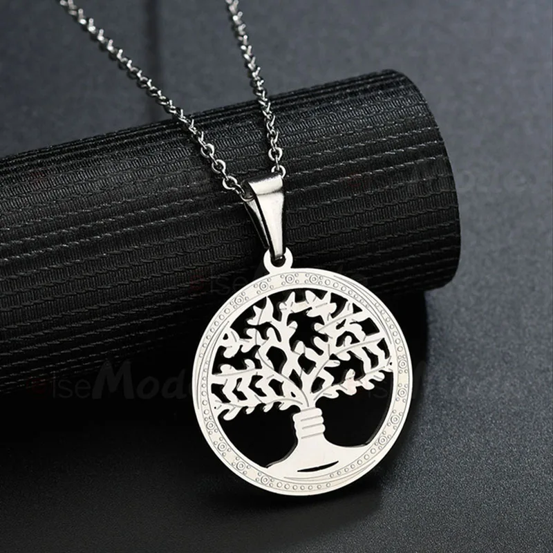 Ожерелье ELSEMODE с полым золотым деревом жизни круглое ожерелье из нержавеющей