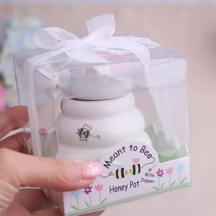 honey pot 50 шт. в партии, именная наклейка, бирка, предназначенная для пчелы, керамический Горшочек для меда, свадебные подарки для гостей подарки на девичник, детский душ giveaways - Цвет: honey pot