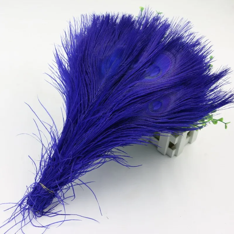 200 шт./лот полный глаз окрашенные Королевский синий павлиний хвост перья для