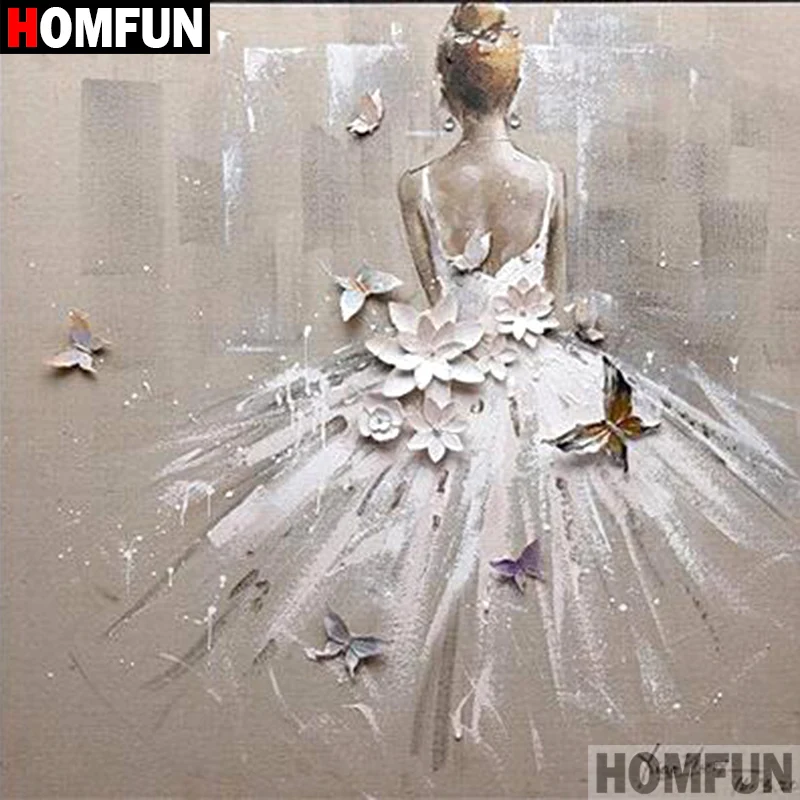 Алмазная 5D картина HOMFUN сделай сам полноразмерная/круглая 3d вышивка Балерина