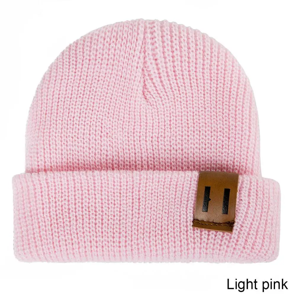 children light pink Новинка; зимняя шапка для мужчин, женщин и детей; Skullies Beanies; вязаная шапочка; шапки для родителей и детей; теплая однотонная детская мягкая шапка; шапка - Цвет: children light pink