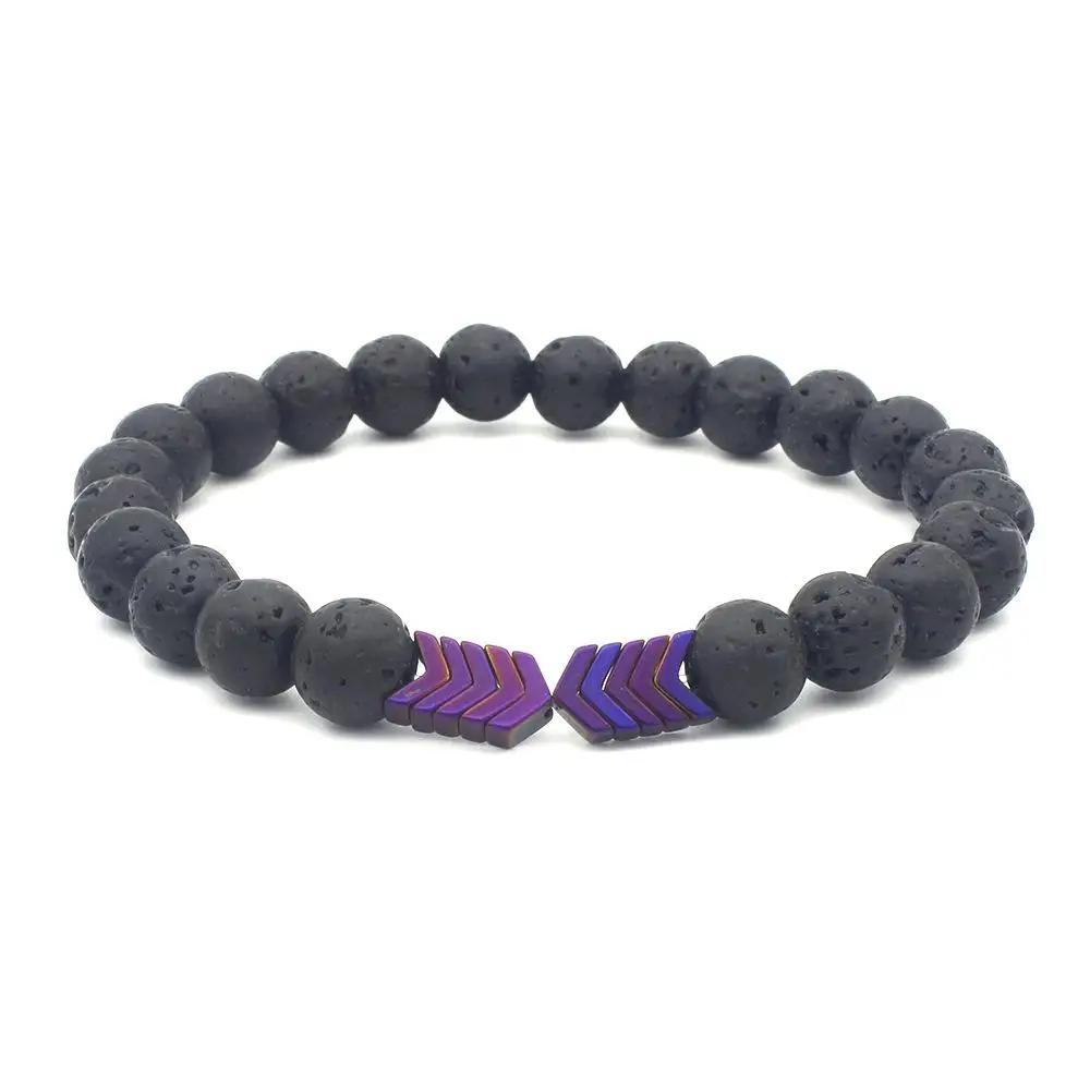 purple Asingeloo 1 шт. камень из вулканической лавы эфирные масла диффузор браслеты браслет целебный Баланс йога магнит стрела мужские браслеты из бисера - Окраска металла: purple