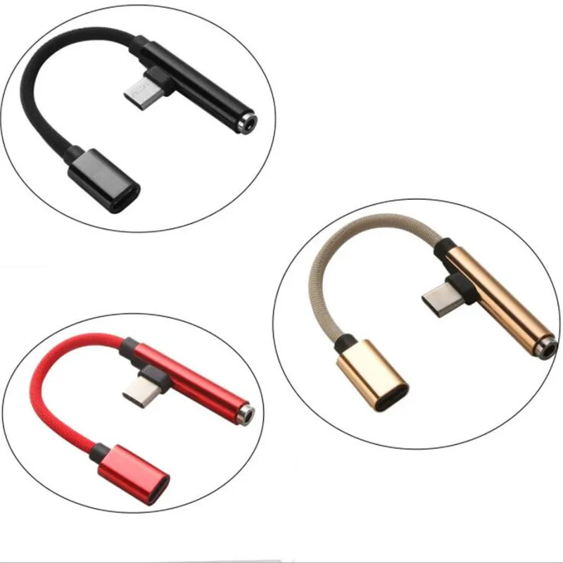 

Type-C 2 in1 Type C 3.5mm Headphone USB-C Jack Adapter Audio Charger Charging Cable Support Charging Listening Music