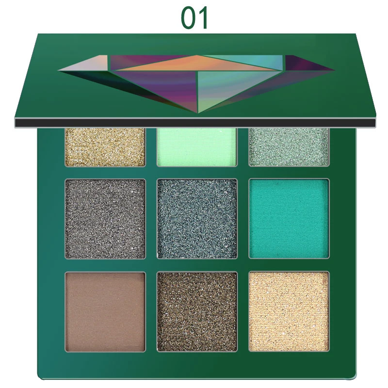 9 цветов блестящие тени для макияжа Pallete матовые век Палитра мерцающие и алмазные