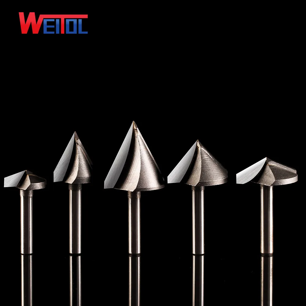 Weito 5A CNC 60 90 120 150 градусов 3D V Type резак Биты для гравировки инструменты 2 флейты