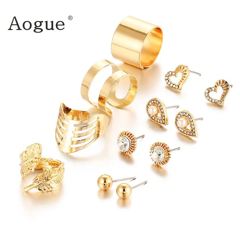 

12 Pieces Golden & Silver Color Rings Set Jewelry For Women Unique Boho Silver Plated