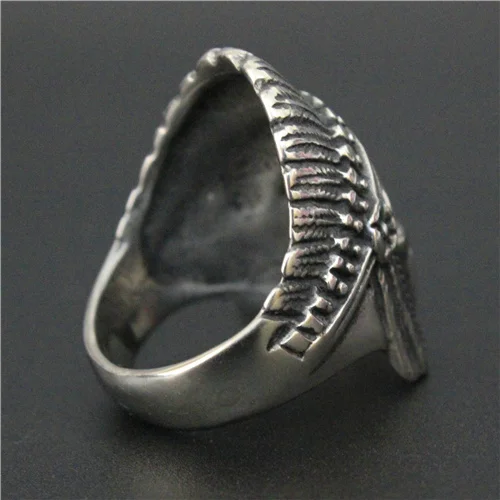 Мужское кольцо с индейцами Cheyenne байкерское из нержавеющей стали 316L в