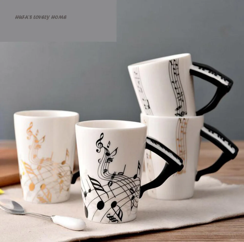 Новинка Творческий Пианино Керамика чашка личность нот молоко сок лимона кружка