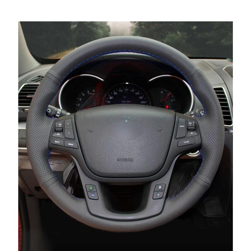 Сшитые вручную Черные искусственные кожаные аксессуары для Kia Sorento 2009 2014 K7 Cadenza 2011
