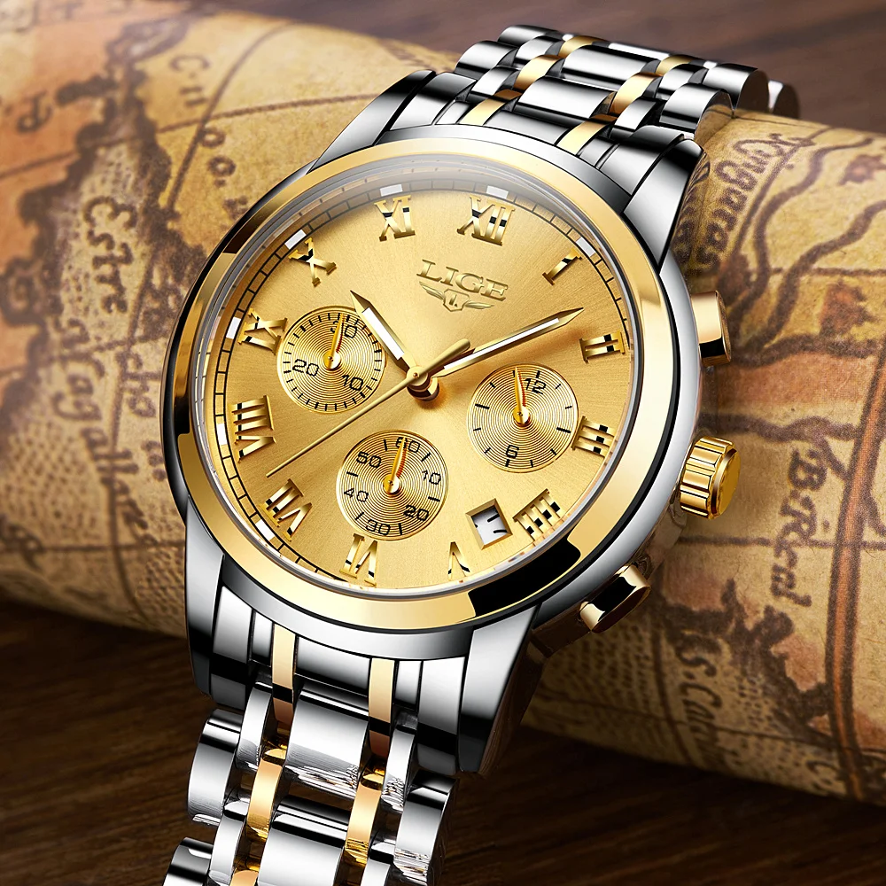 Роскошные мужские кварцевые наручные часы с хронографом часы|masc| |