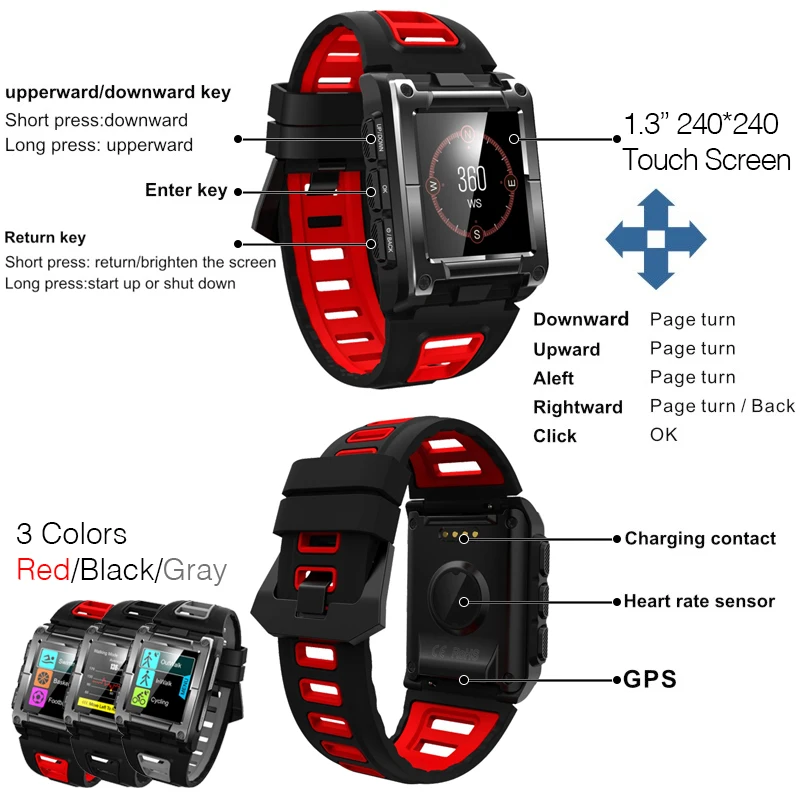 Международная версия Makibes G08 gps Bluetooth smart watch IP68 Водонепроницаемый сердечного ритма smart watch es Мужская Мульти-Спорт