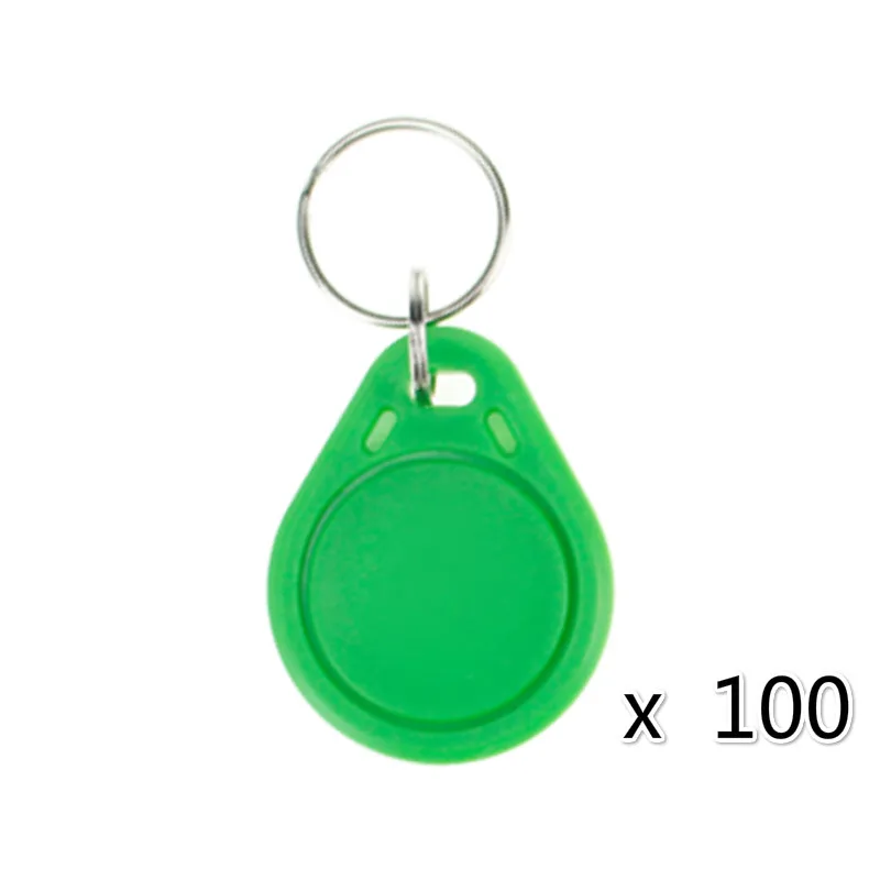Зеленый 100 шт. брелки RFID NFC тег смарт-ключа карты RFID Контроль доступа брелки близость 13,56 МГц MF Классический 1k IC S50 жетон чтение - Цвет: Зеленый